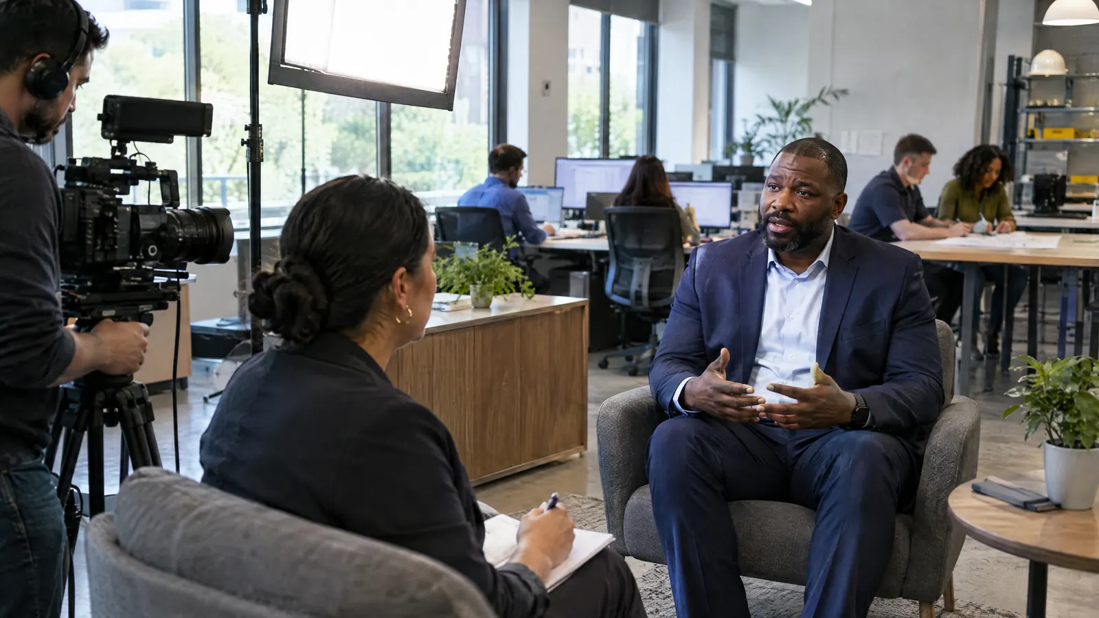 A corporate interview shoot at an engineering firm