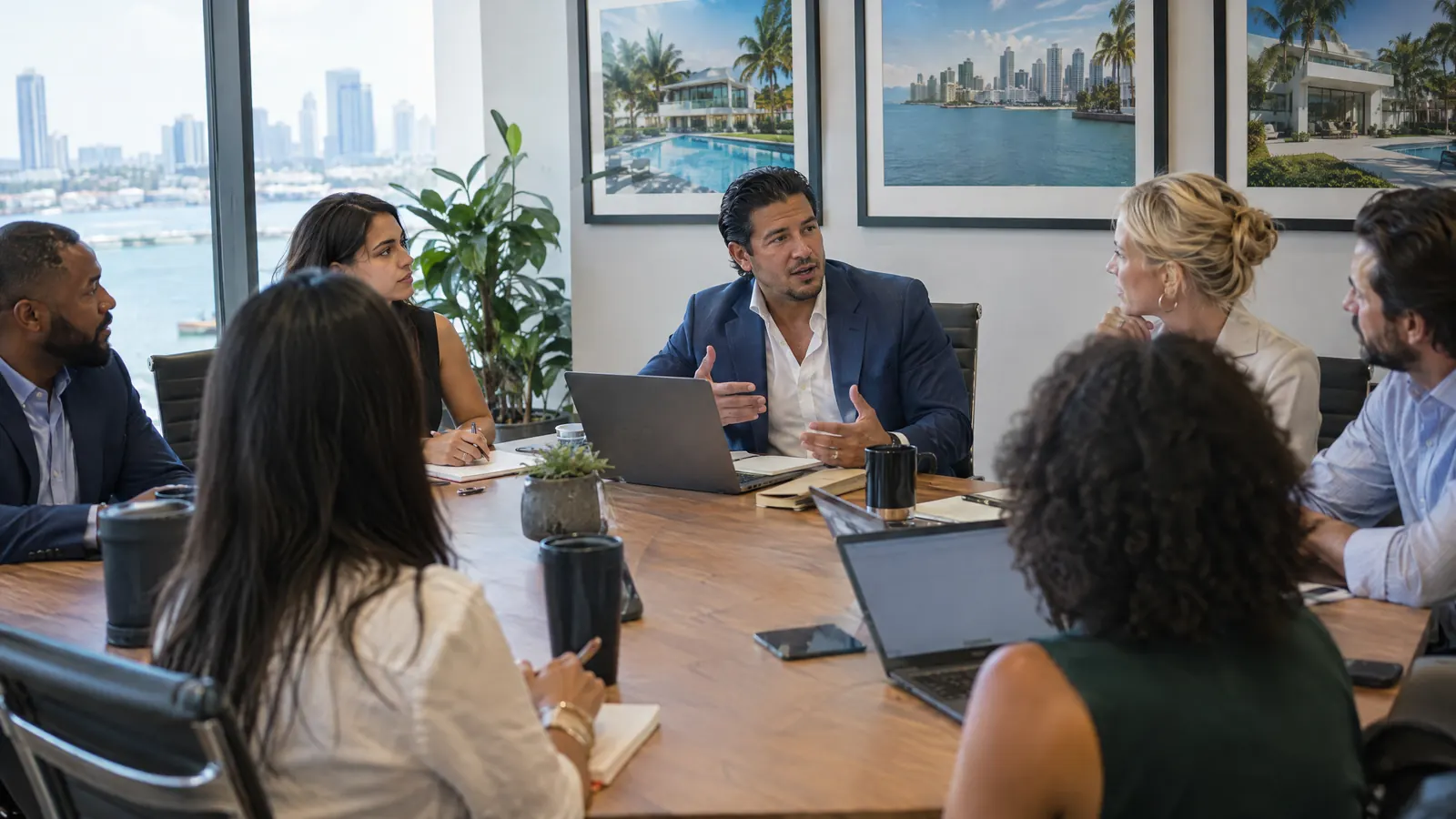 Reunión de agentes en una inmobiliaria establecida de Miami