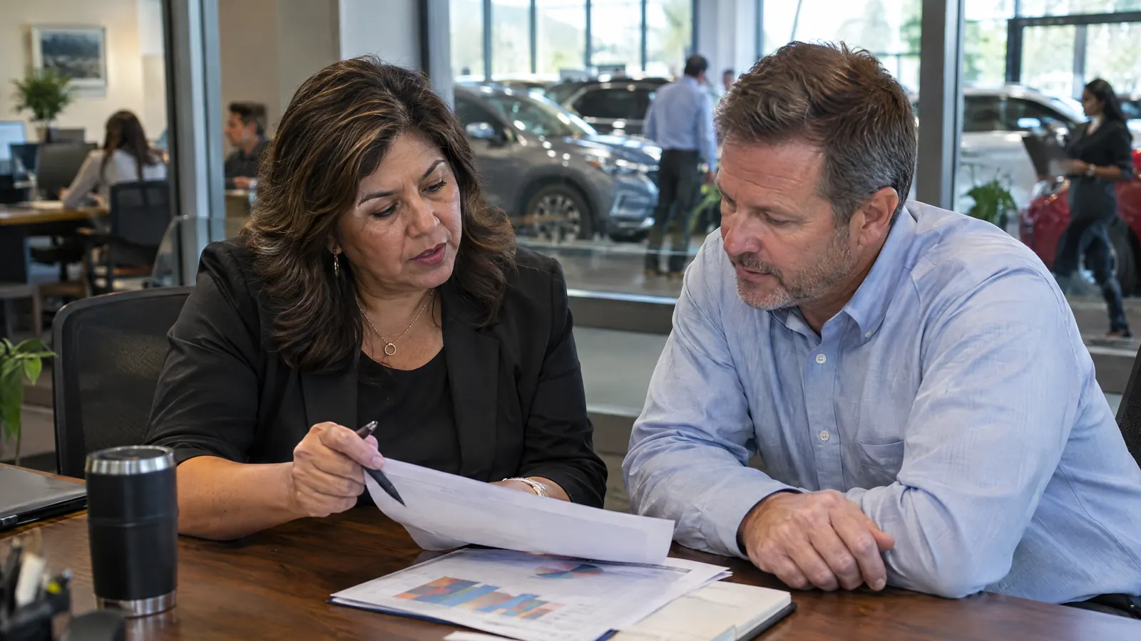 A dealership group's CFO reviewing the marketing budget
