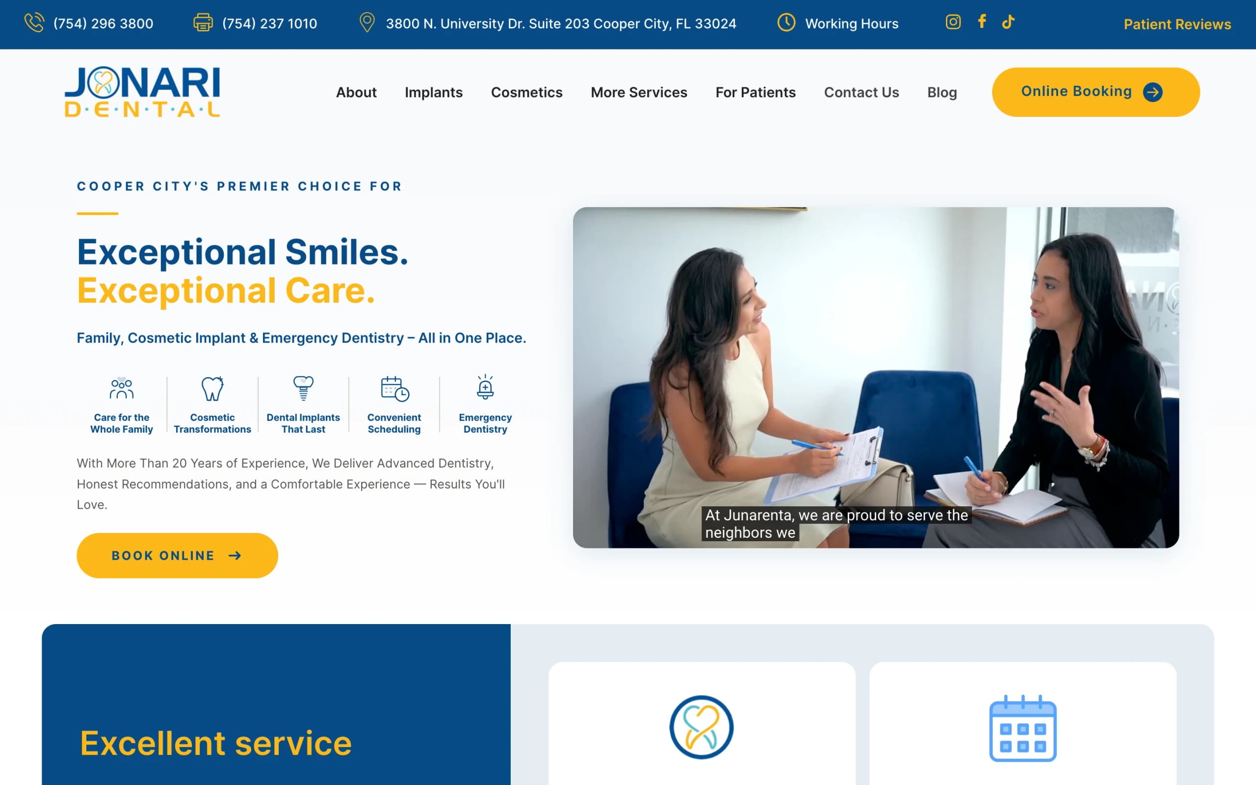 Portada de la web de Jonari Dental en ordenador, diseñada y desarrollada por Brito Marketing