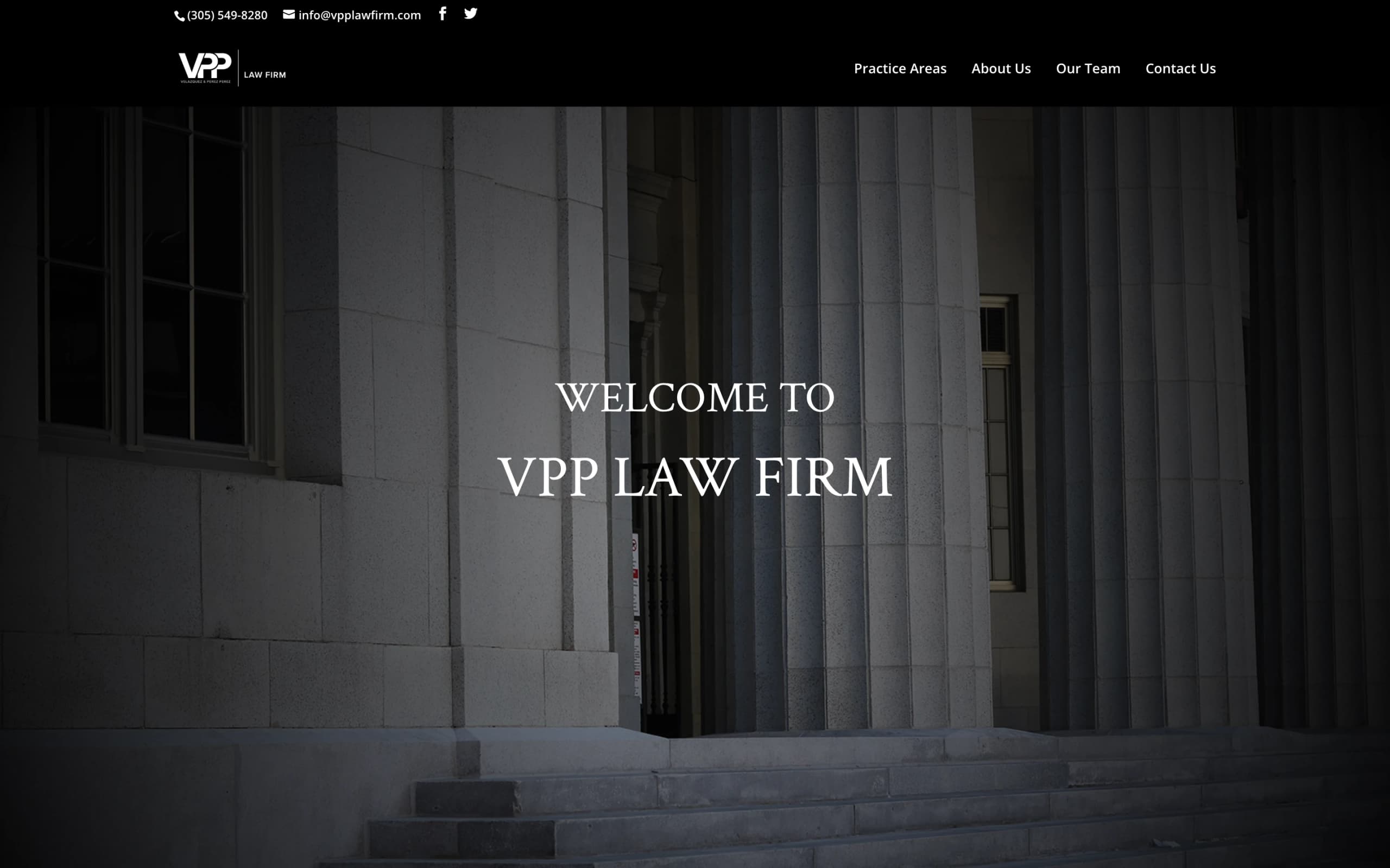 Portada de la web de VPP Law Firm en ordenador, diseñada y desarrollada por Brito Marketing