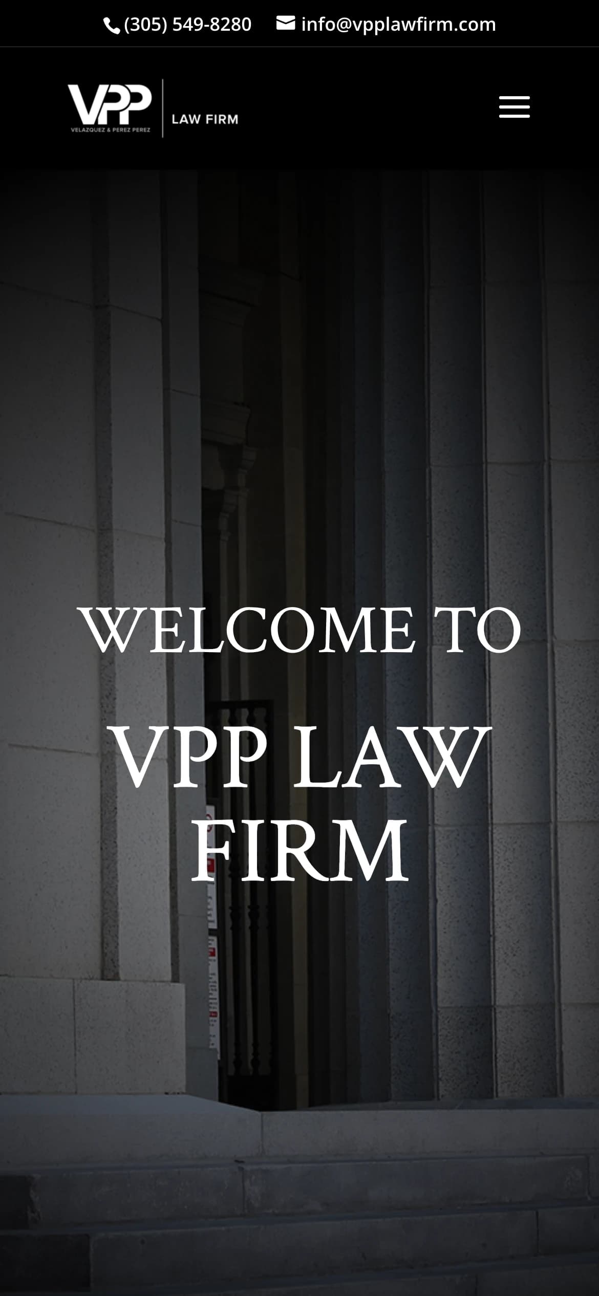 Portada de la web de VPP Law Firm en el teléfono, diseñada y desarrollada por Brito Marketing
