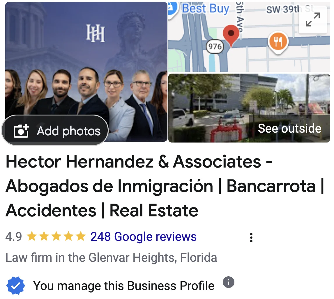 Hector Hernandez & Associates — Su ficha en Google: 4,9 estrellas con 248 reseñas