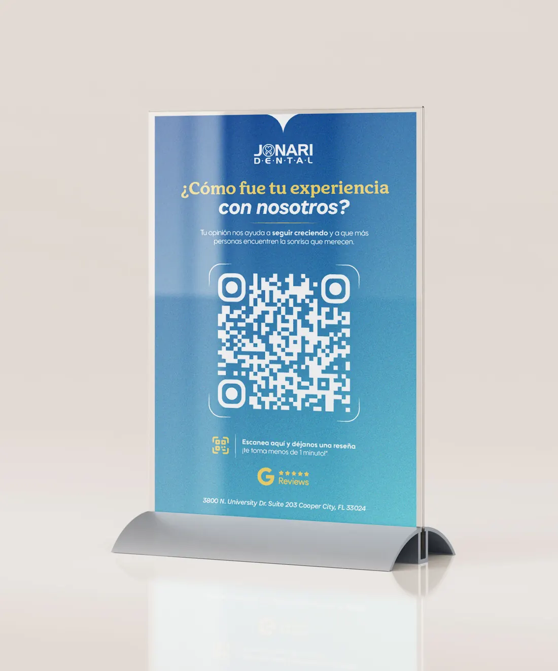 Jonari Dental — QR sign for reviews